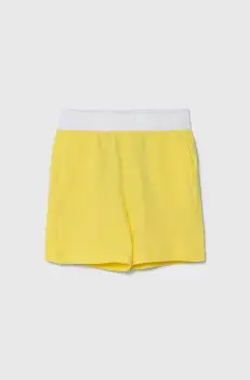 United Colors of Benetton pantaloni scurti din bumbac pentru copii culoarea galben, talie reglabila imagine