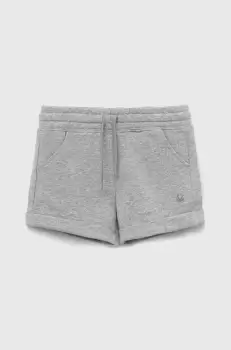United Colors of Benetton pantaloni scurti din bumbac pentru copii culoarea gri, neted, talie reglabila imagine