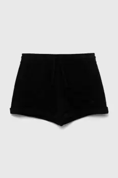 United Colors of Benetton pantaloni scurti din bumbac pentru copii culoarea negru, neted, talie reglabila imagine