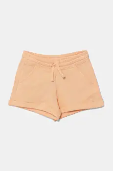 United Colors of Benetton pantaloni scurti din bumbac pentru copii culoarea portocaliu, uni, talie reglabila, 3J68C901C imagine
