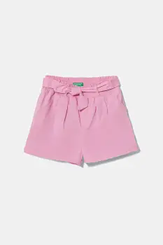 United Colors of Benetton pantaloni scurti din bumbac pentru copii culoarea roz, uni, 47RGG9030 imagine