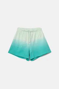 United Colors of Benetton pantaloni scurti din bumbac pentru copii culoarea turcoaz, cu imprimeu, talie reglabila, 3NPDC903G imagine