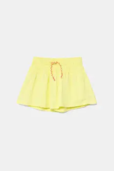 United Colors of Benetton pantaloni scurti din bumbac pentru copii culoarea verde, uni, talie reglabila, 4M6BG902S imagine