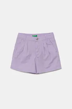 United Colors of Benetton pantaloni scurti din bumbac pentru copii culoarea violet, uni, talie reglabila, 47RGC903Y imagine