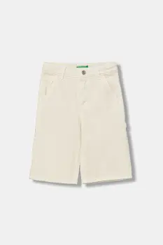 United Colors of Benetton pantaloni scurti din denim pentru copii culoarea bej, uni, talie reglabila, 481SCF04Z imagine