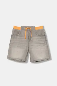 United Colors of Benetton pantaloni scurti din denim pentru copii culoarea gri, talie reglabila, 4AD7G902Y imagine