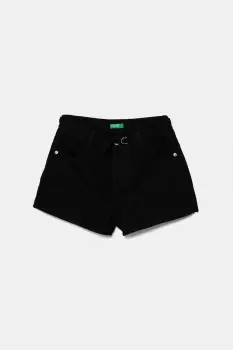 United Colors of Benetton pantaloni scurti din denim pentru copii culoarea negru, uni, 4PLRC903Z imagine