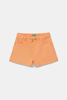 United Colors of Benetton pantaloni scurti din denim pentru copii culoarea portocaliu, uni, 4PLRC903Z imagine