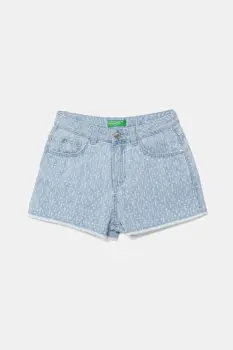 United Colors of Benetton pantaloni scurti din denim pentru copii uni, talie reglabila, 42P6C903W imagine