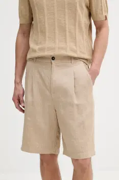 United Colors of Benetton pantaloni scurti din in culoarea bej, 43B3U9010 imagine