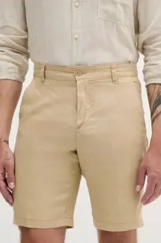 United Colors of Benetton pantaloni scurti din in culoarea bej imagine