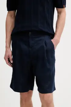 United Colors of Benetton pantaloni scurti din in culoarea bleumarin, 4AGHU900Z imagine