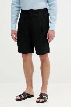 United Colors of Benetton pantaloni scurti din in culoarea negru, 4AGHU900Z imagine