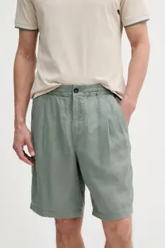 United Colors of Benetton pantaloni scurti din in culoarea verde, 4AGHU900Z imagine