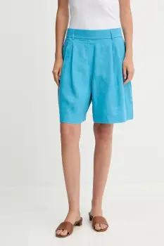 United Colors of Benetton pantaloni scurti din in uni, high waist, 4AGHD901V imagine