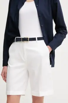 United Colors of Benetton pantaloni scurti femei, culoarea alb, uni, high waist, 4CDRD901W imagine