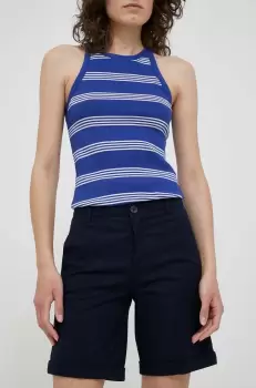 United Colors of Benetton pantaloni scurti femei, culoarea albastru marin, neted, medium waist imagine