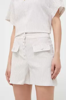 United Colors of Benetton pantaloni scurti femei, culoarea bej, modelator, high waist imagine