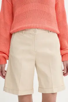 United Colors of Benetton pantaloni scurti femei, culoarea bej, uni, high waist, 4CDRD901W imagine