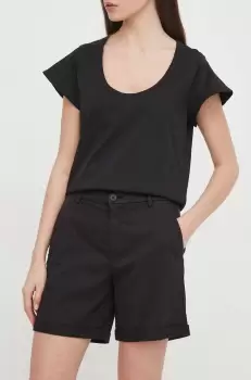 United Colors of Benetton pantaloni scurti femei, culoarea negru, neted, high waist imagine
