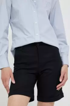 United Colors of Benetton pantaloni scurti femei, culoarea negru, neted, medium waist imagine