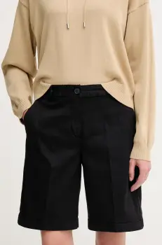 United Colors of Benetton pantaloni scurti femei, culoarea negru, uni, high waist, 4CDRD901W imagine