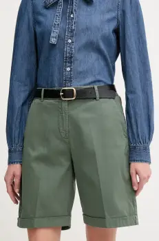 United Colors of Benetton pantaloni scurti femei, culoarea verde, uni, high waist, 4CDRD901W imagine