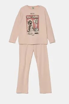 United Colors of Benetton pijama copii culoarea roz, cu imprimeu, 3DKE0P07C imagine