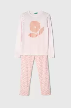 United Colors of Benetton pijama copii culoarea roz, modelator imagine