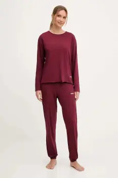 United Colors of Benetton pijamale de bumbac culoarea bordo, 35VB3P048 imagine