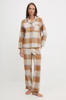 United Colors of Benetton pijamale de bumbac culoarea maro, bumbac, 40EP3P00W imagine