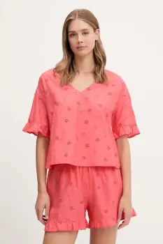 United Colors of Benetton pijamale de bumbac culoarea roz, bumbac, 4SHX3P03X imagine