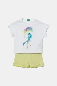 United Colors of Benetton pijamale de bumbac pentru copii 2-pack culoarea alb, cu imprimeu, 30960P08C imagine