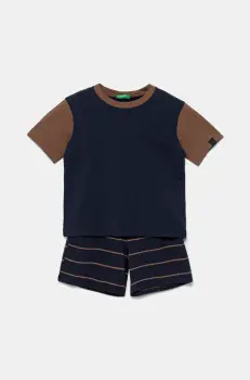 United Colors of Benetton pijamale de bumbac pentru copii 2-pack culoarea bleumarin, cu imprimeu, 30960P08R imagine