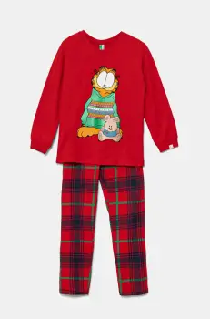 United Colors of Benetton pijamale de bumbac pentru copii culoarea rosu, modelator, 37MW0P07R imagine