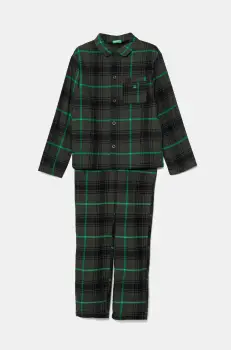 United Colors of Benetton pijamale de bumbac pentru copii culoarea verde, modelator, 43UL0P007 imagine