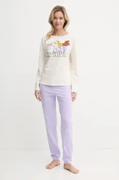 United Colors of Benetton pijamale de bumbac x DISNEY culoarea bej, bumbac, 3VD03P03E imagine