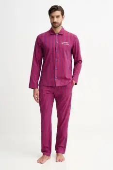 United Colors of Benetton pijamale de bumbac x Stranger Things culoarea violet, cu imprimeu, 4QFZ4P02Z imagine