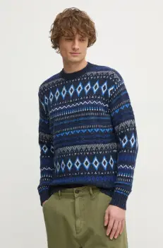 United Colors of Benetton pulover barbati, culoarea albastru marin, 1137K107V imagine