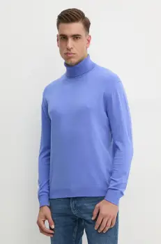 United Colors of Benetton pulover barbati, culoarea violet, light, cu guler imagine