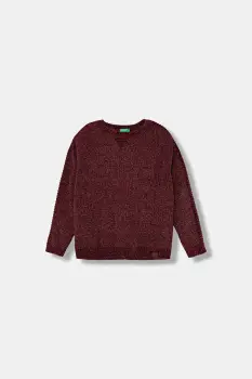 United Colors of Benetton pulover copii culoarea bordo, calduros, 16CLC108T imagine