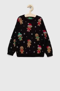 United Colors of Benetton pulover copii culoarea negru, light imagine