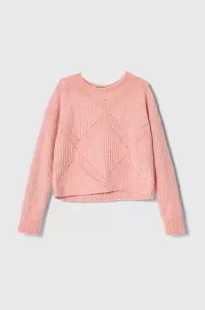 United Colors of Benetton pulover copii culoarea roz imagine