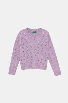 United Colors of Benetton pulover copii culoarea violet, 16CLG100O imagine