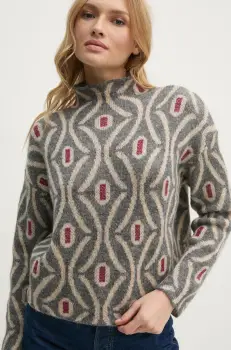 United Colors of Benetton pulover cu un strop de mohair culoarea gri, light, cu turtleneck, 1142E203I imagine