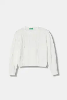 United Colors of Benetton pulover culoarea alb, 16CLG1010 imagine