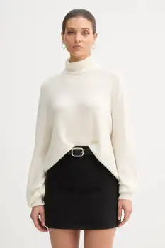 United Colors of Benetton pulover culoarea bej, light, cu guler, 11CZD204F imagine