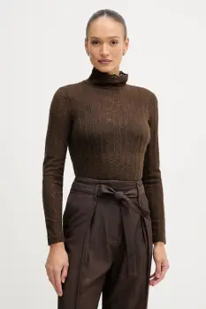 United Colors of Benetton pulover culoarea maro, light, cu turtleneck, 5W77DQ0AT imagine