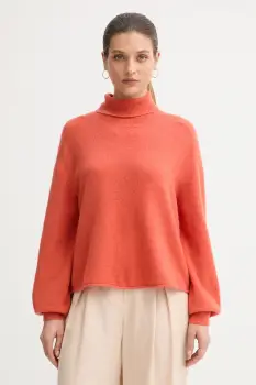 United Colors of Benetton pulover culoarea portocaliu, light, cu guler, 11CZD204F imagine