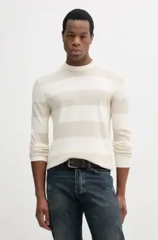 United Colors of Benetton pulover de bumbac barbati, culoarea bej, light, 1098K109F imagine